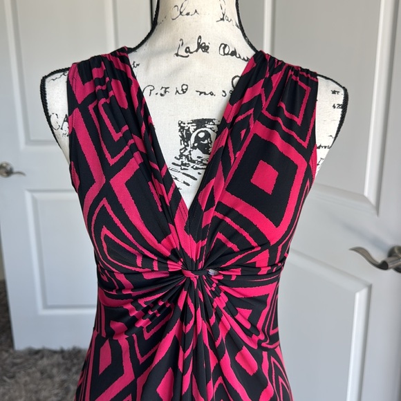 NY collection Elegant red and Black Geometric Dress - Picture 2 of 5